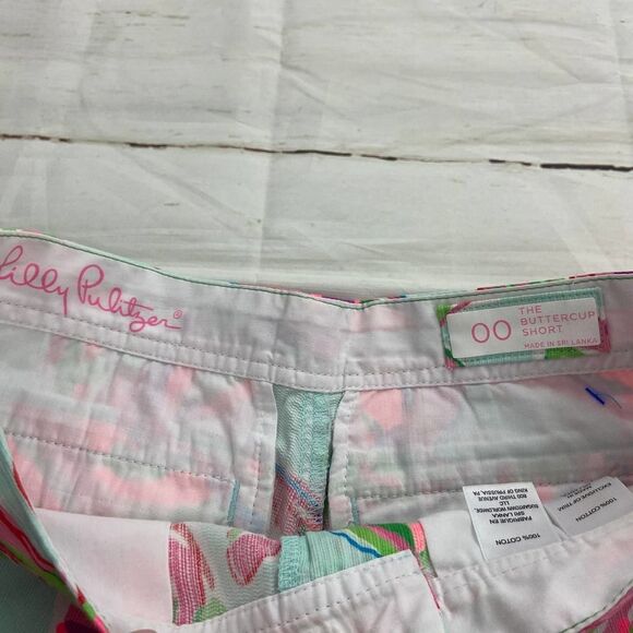Lilly Pulitzer In The Vias Buttercup tropical bright palm Shorts womens 00 - Picture 4 of 6